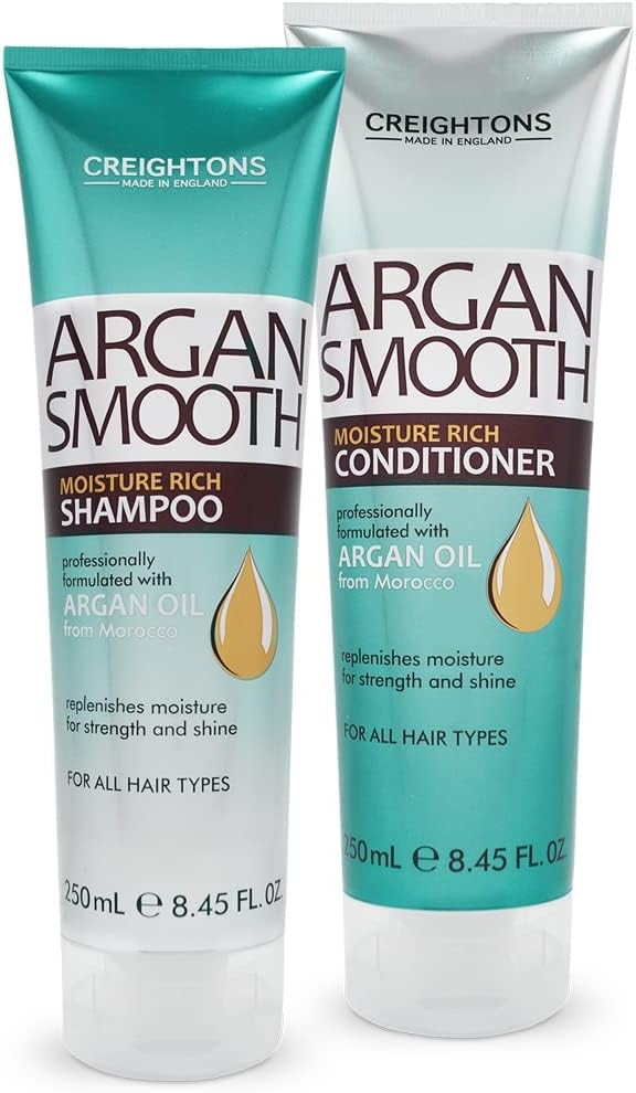 Creightons Argan Smooth Shampoo & Conditioner Bundle (250ml) - Professionally Formulated with Argan Oil from Morocco. Replenish Moisture for Strength & Shine. For all Hair Types