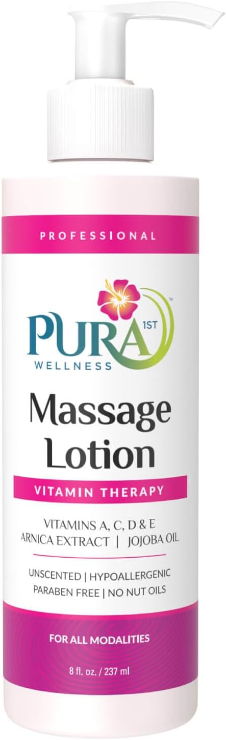 Wellness Professional Vitamin Therapy Massage Lotion, 8oz, for Physical Therapy, Unscented Lotion for Recovery, Deep Tissue, Skin Hydrating Massage Lotion