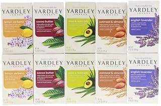 Yardley London Soap Bath Bar Bundle - 10 Bars: English Lavender, Oatmeal and Almond, Aloe and Avocado, Cocoa Butter, Lemon Verbena 4 Ounce Bars (Pack of 10, Two of each)