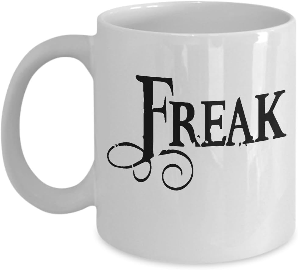 mmandiDESIGNS Freak Coffee Mug Perfect Male or Female Present Your Freak's Ceramic Tea Drink Cup 15 oz