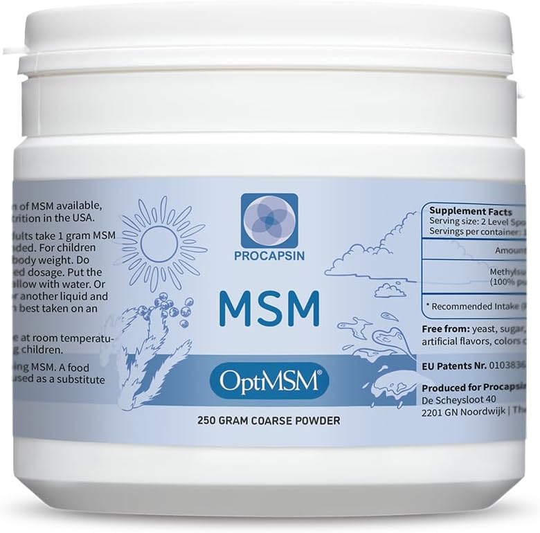 Kala Health - OptiMSM® Multi-stage distillation (Methylsulfonylmethane) MSM Powder Coarse Flakes (Crystals) 250g, pure natural Sulphur for Joints, Skin, Hair & Nails -Laboratory-tested - NO ADDITIVES - 100% Vegan - USA made - 1 Ingredient