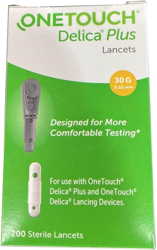 J&D International OneTouch Delica Plus 200 Lancets 30 Gauge 0.32mm