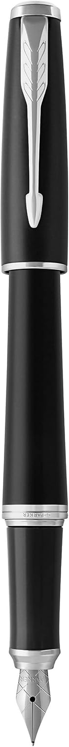 Parker Urban Fountain Pen | Muted Black with Chrome Trim | Medium Nib with Blue Ink | Gift Box
