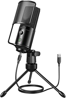 FIFINE Podcast Recording Microphone, PC USB Condenser Microphone for Streaming Vocal Music, Computer Desktop Microphone with Mute Button for Windows/Mac OS-K669PRO1