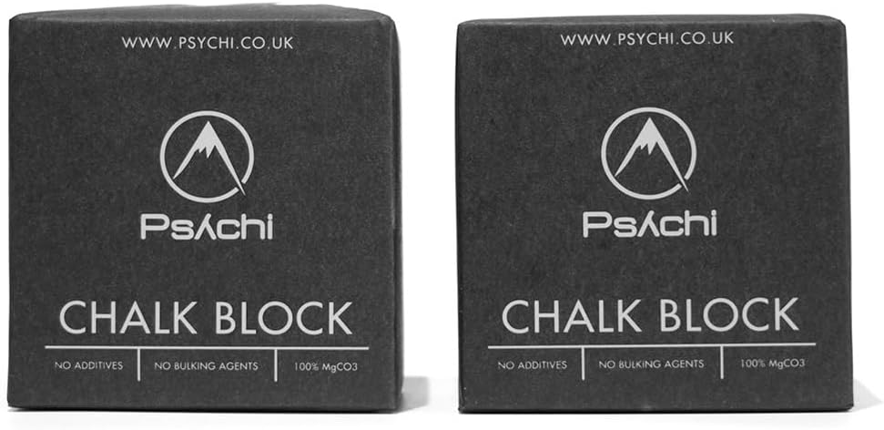 Psychi Rock Climbing & Gym Chalk Block | Extreme Long Lasting Grip Designed for Climbing, Gymnastics, & Weighlifting | Unrivalled Sweat Absorbent Sports Chalk | Fits Gym bags & Chalk Bags