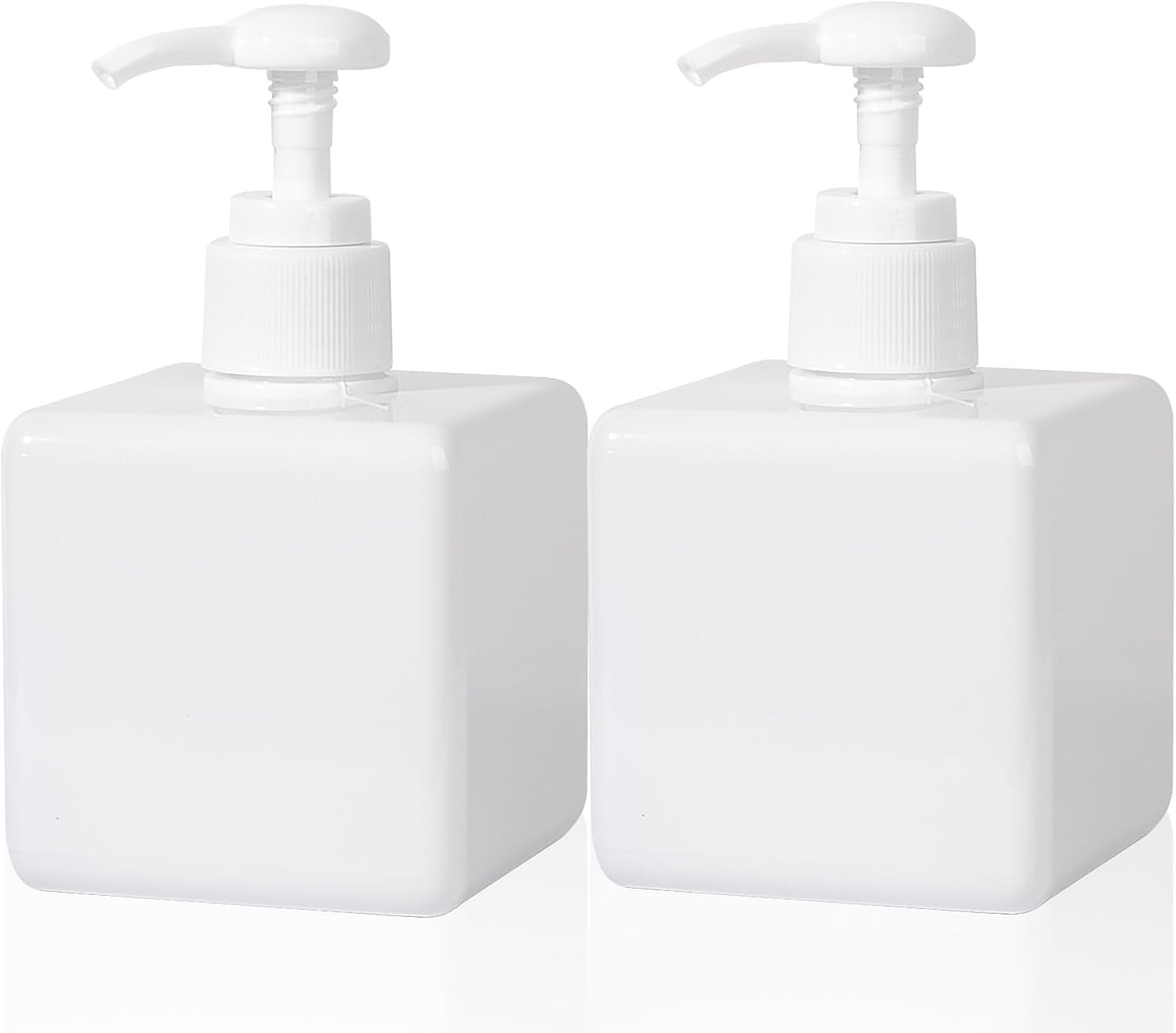 Pump Bottle, Refillable Plastic Empty Lotion Soap Dispenser Liquid Container for Bathroom Shampoo and Body Wash, 8.5oz/250ml White 2 Pack