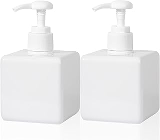 Pump Bottle, Refillable Plastic Empty Lotion Soap Dispenser Liquid Container for Bathroom Shampoo and Body Wash, 8.5oz/250ml White 2 Pack