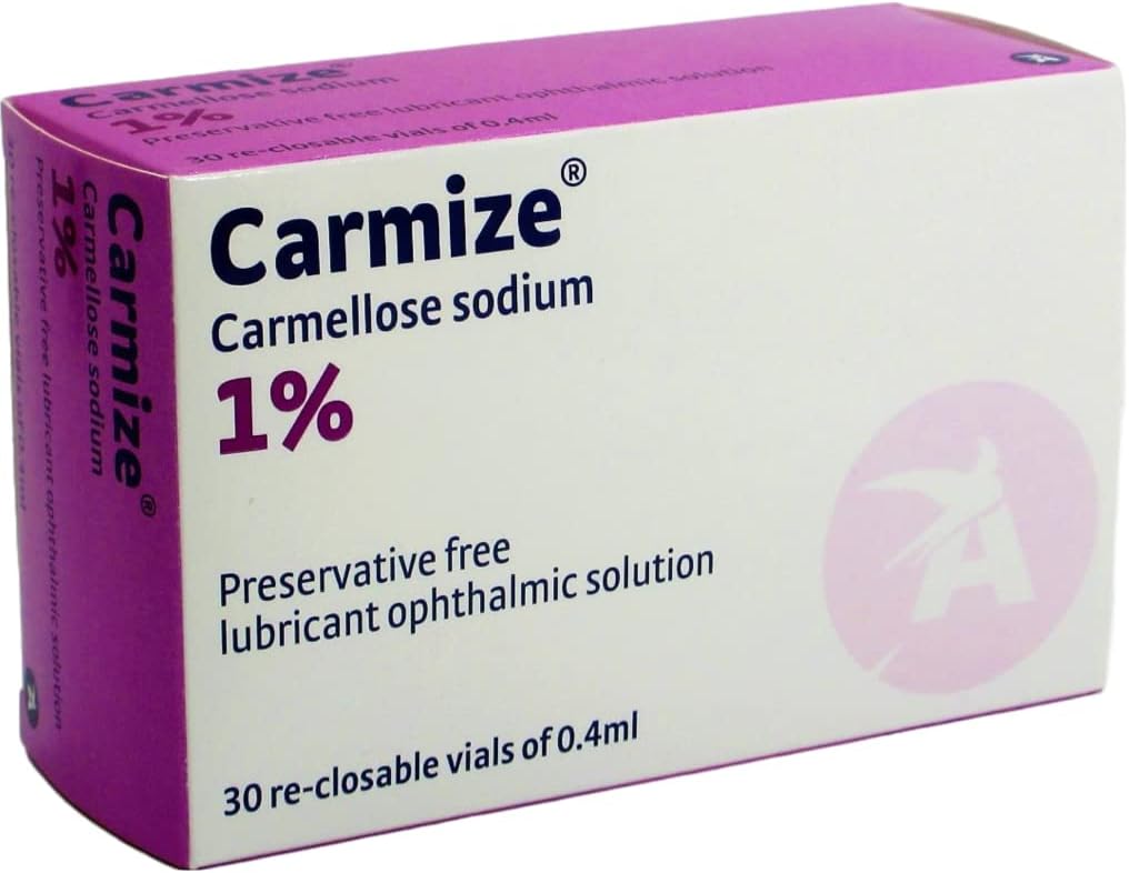 Carmize Carmellose Sodium Eye Drops 1% Lubricant, Re-Closable Vial's of 0.4ml (30 Vials)