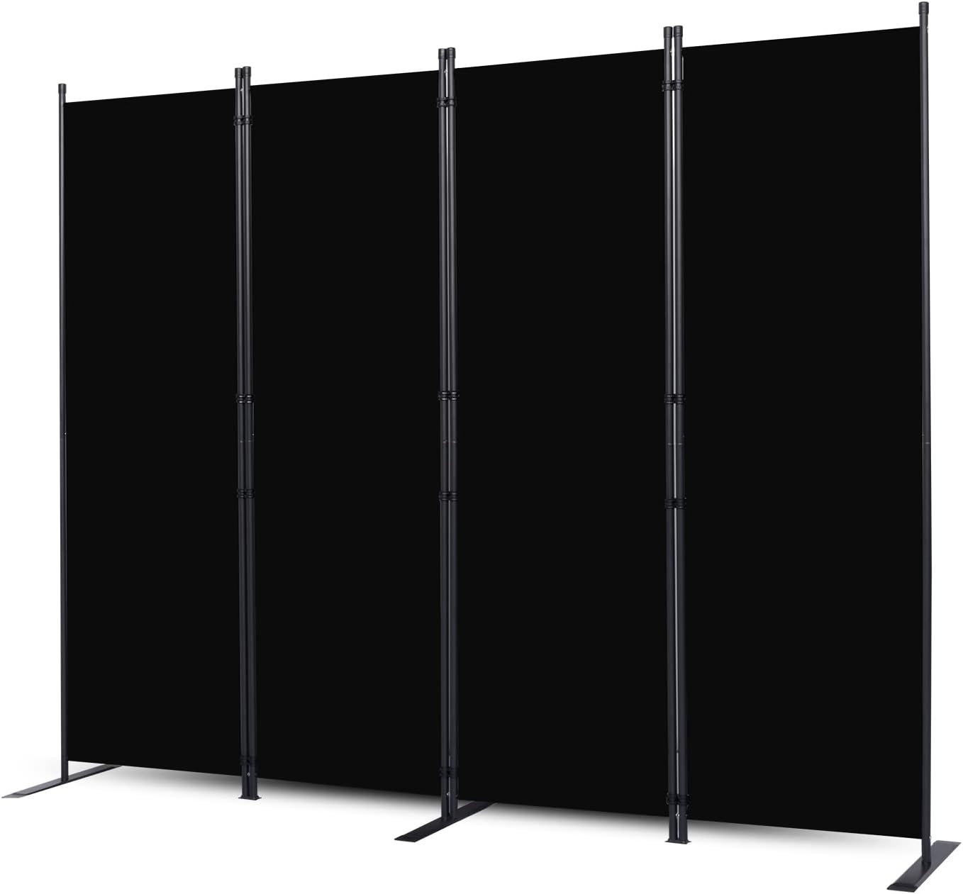 Room Divider, 4 Panel Folding Privacy Screens with Wider Feet, 6 Ft Portable Room Partition for Room Separator, Room Divider Panel 88" W X 71" H, Partition Room Dividers Freestanding,Black