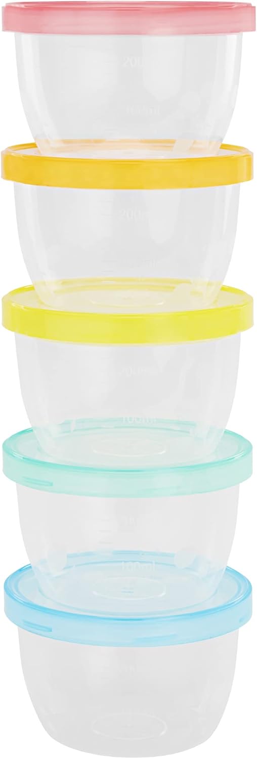 Badabulle Badabowls airtight baby food storage containers, weaning pots, set of 5, 250 ml