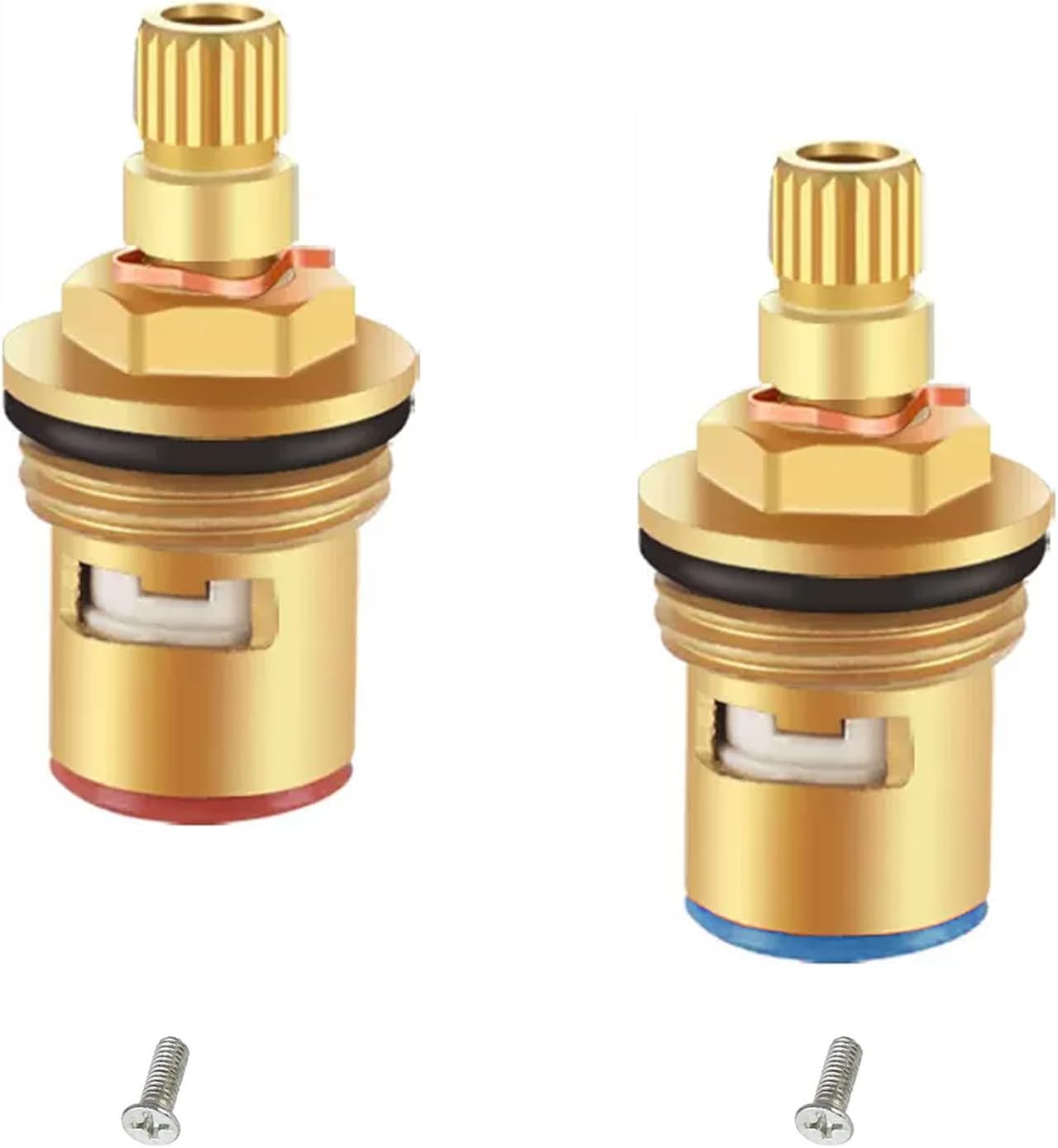 2PCS Replacement Tap Valves Kitchen Mixer tap Cartridge Replacement Brass Ceramic Stem Disc Cartridge Faucet tap Cartridge Replacement 1/4 Turn for Bathroom Kitchen