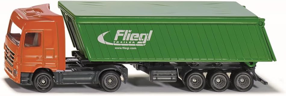 siku 1796, Lorry with Tipper and Semi-Trailer, 1:87, Metal,Plastic, Green,Orange, Removable tarpaulin