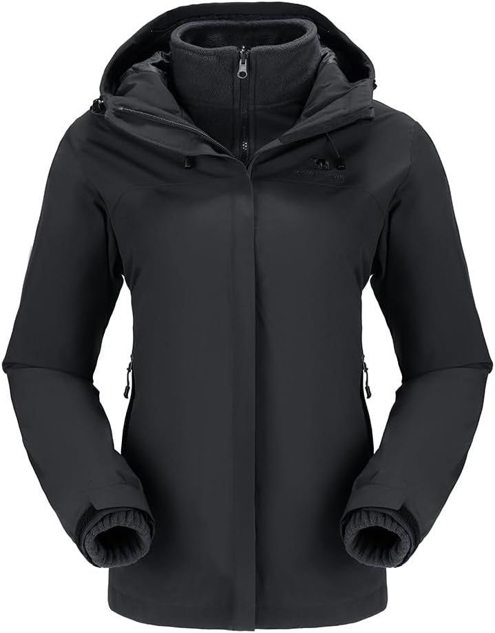 CAMEL CROWN Women's Ski Jacket Waterproof 3 in 1 Winter Coat with Fleece Inner Warm Windproof For Snow Outdoor Hiking
