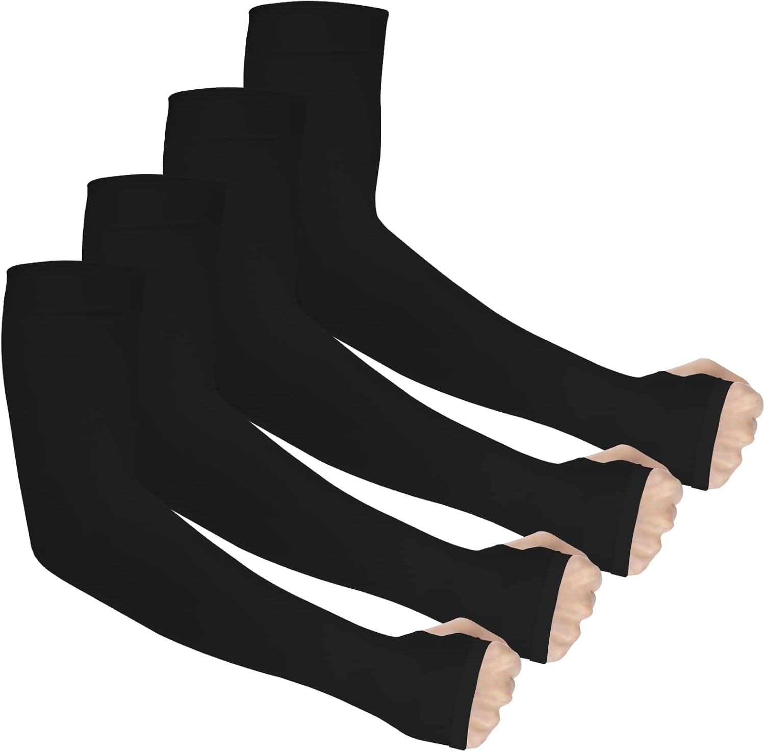 Ouligay 4 Pairs UV Protection Cooling Arm Sleeves Compression Arm Sleeve UPF 50 Sun Sleeves with Thumb Hole Tattoo Cover Up Sports Sleeve for Cycling Driving Golf Hiking