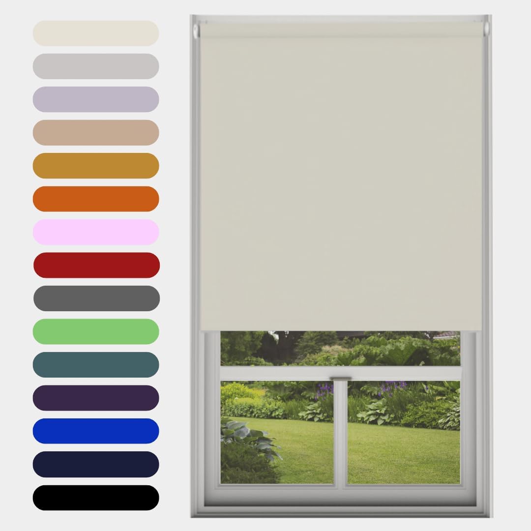 Caecus Natural Blackout Roller Blinds Made To Measure Window Blinds Easy Fit Child Safe Thermal Properties Home Office Fitting Included Up To 60cm Width x Up To 160cm Drop