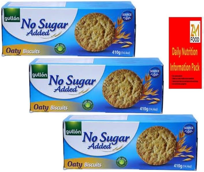 Gullon No Added Sugar Oaty Biscuits 410g Pack of 3, Perfect Healthy biscuits for diabetic diet, Available for Hampers on all Occasions with zamfoods (1 Bundle)