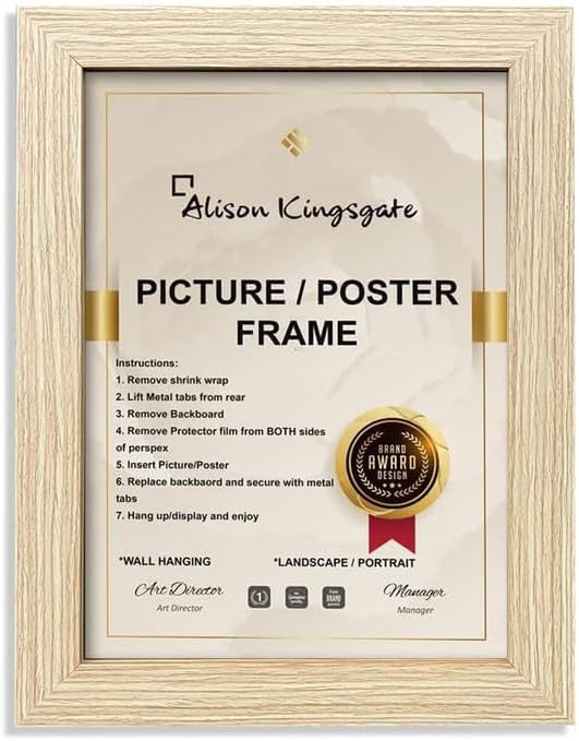Alison Kingsgate Light Oak 20x20 Inch Square Picture Frame - 20x20 Light Oak Frame With Safe Perspex Front & Wall Mounting