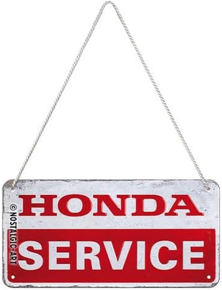 Nostalgic-Art Retro Hanging Sign 10x20cm Honda MC - Service - Gift Idea For Honda Accessories Fans Metal Vintage Design