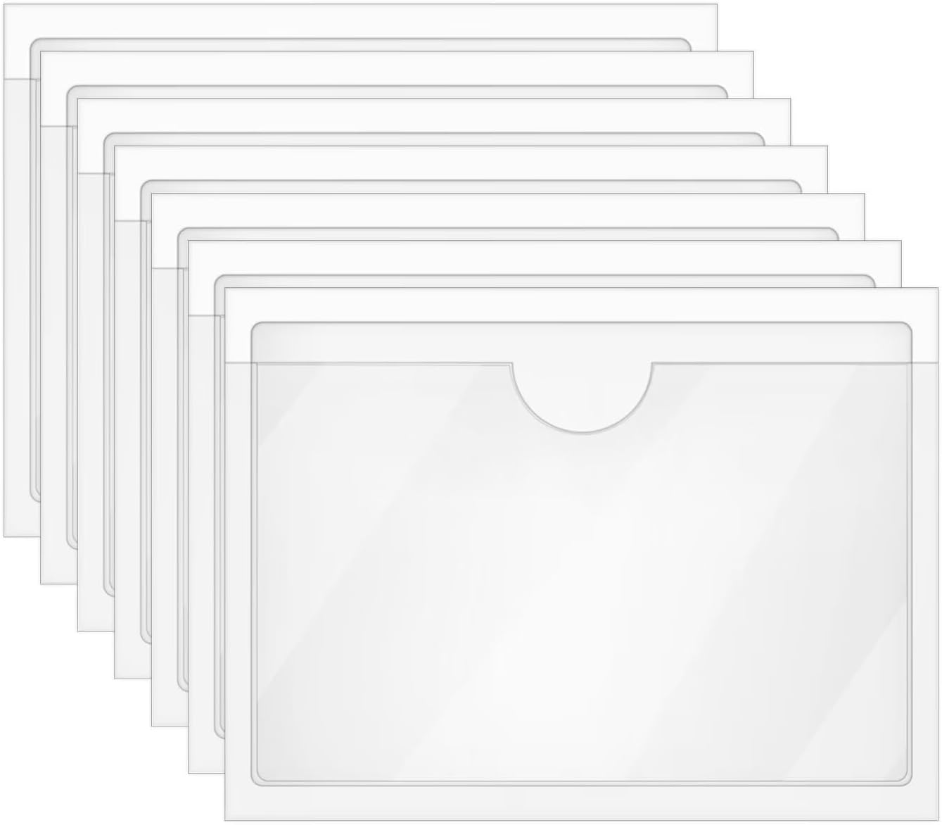 Tupalizy 10PCS Clear Adhesive Business Card Holder with Top Open Small Plastic Card Sleeves Pockets for Storage Bins Boxes Organizing Label Notebooks Name Tags Classroom Desk Planners,3.5x2.4 Inch