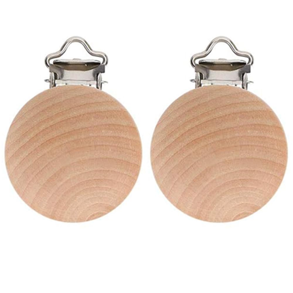 10PCS Natural Beech Wood Pacifier Suspender Clips, for Teething Grasping Toy, Charm DIY Pacifier Clips Holder Accessories