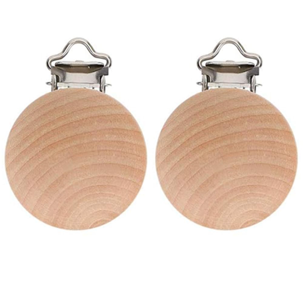 100PCS Natural Beech Wood Pacifier Suspender Clips, for Teething Grasping Toy, Charm DIY Pacifier Clips Holder Accessories