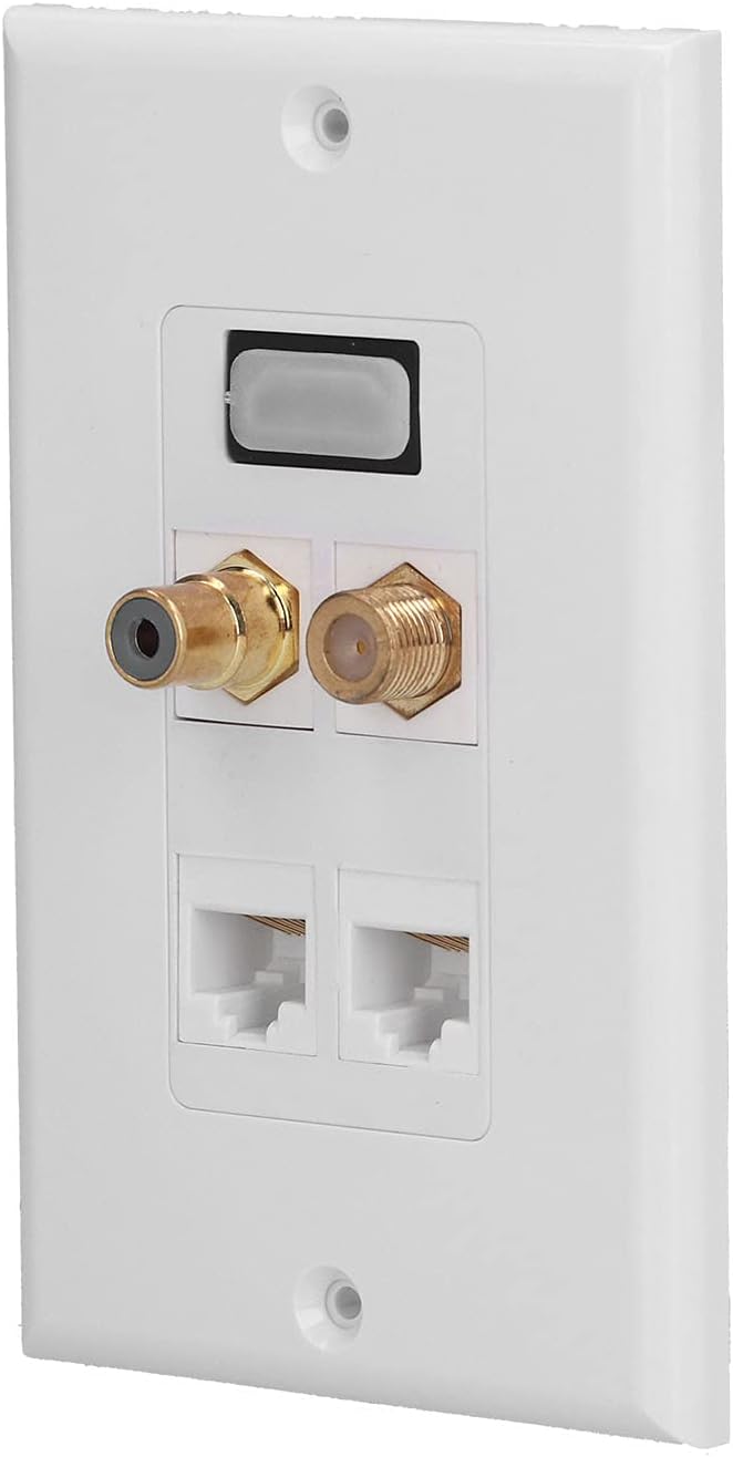 Audio Video Wall Socket Storage Dish Plate for Cord, American Port for Cable, Panel Composite Case Holder Organizer for Network Cable Wall Plug Rj45, Audio Visual Shelving