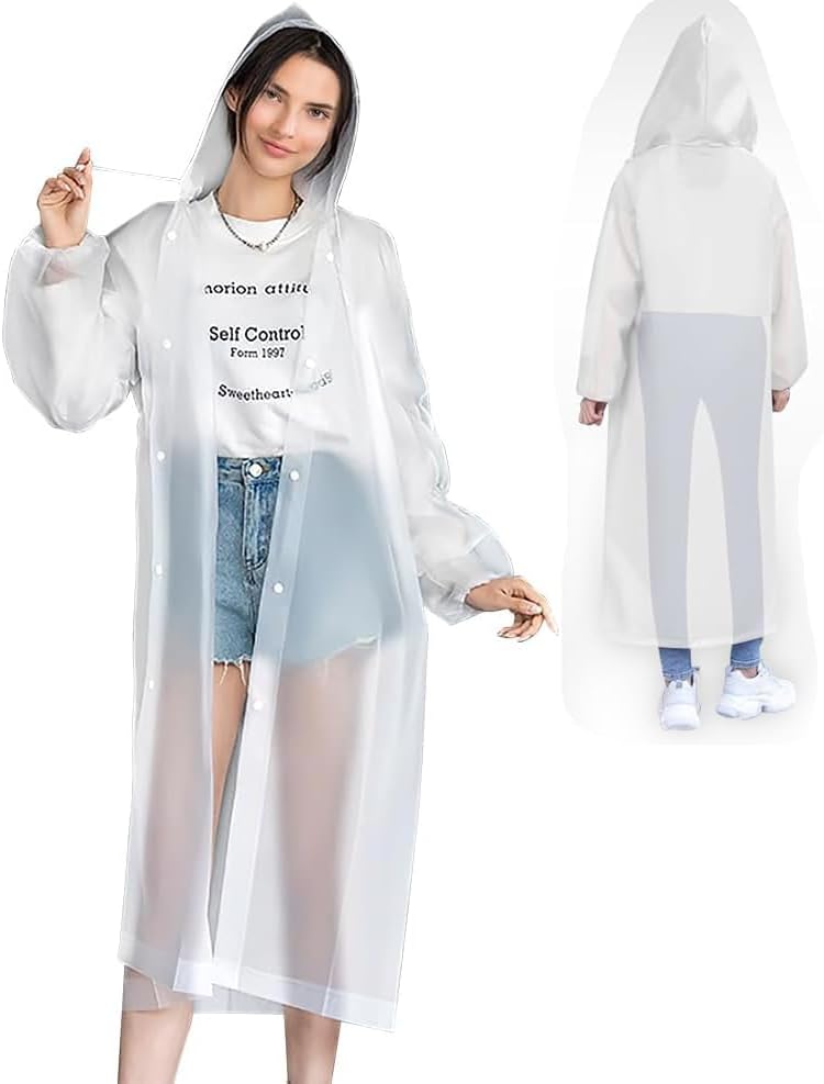 CHGANG Rain Ponchos, EVA Portable Adults Waterproof Ponchos, Reusable raincoat with Hoods for Camping, Hiking Travel, Amusement Parks, Festival