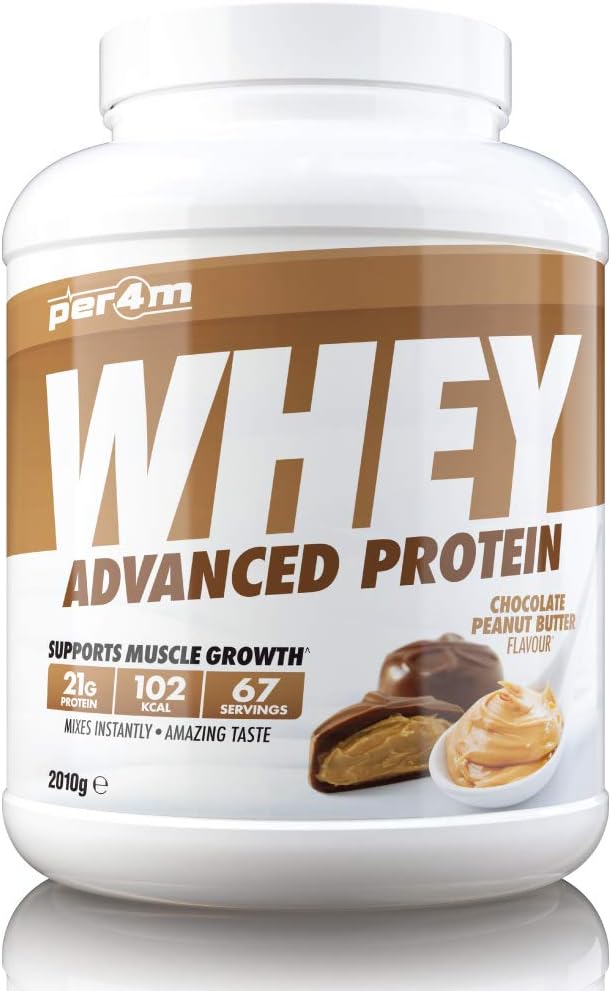 Per4m Protein Whey Powder | 67 Servings of High Protein Shake with Amino Acids | for Optimal Nutrition When Training | Low Sugar Gym Supplements (Chocolate Peanut Butter, 2010g)