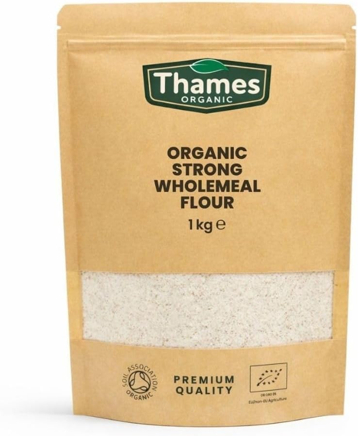 Organic Stoneground Wholemeal Bread Flour-Certified Organic, Non-GMO, Vegan, No Additives, No Preservatives, Resealable Bag by Thames Organic 1kg