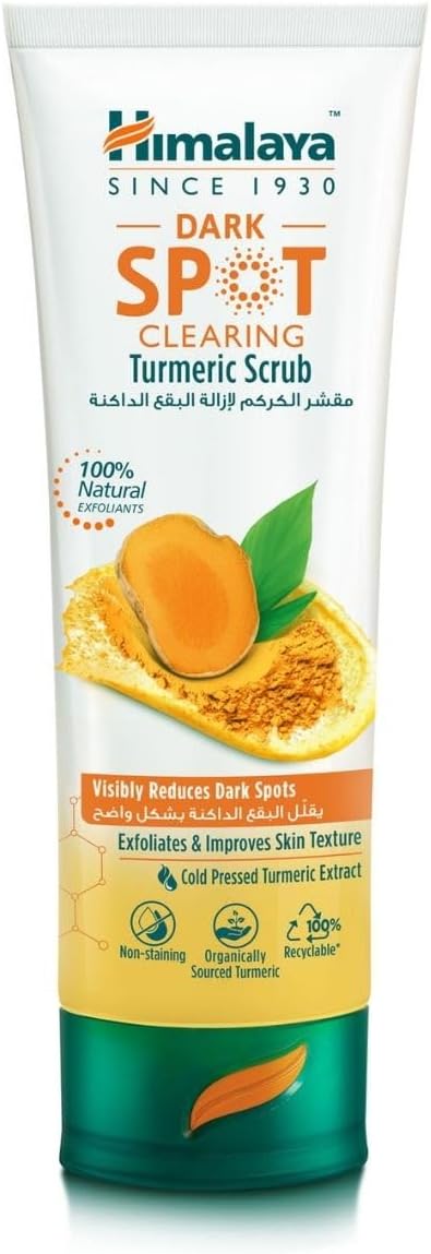 Himalaya Dark Spot Clearing Curcuma Face Scrub, Exfoliates and Improves Skin Texture, 75ml