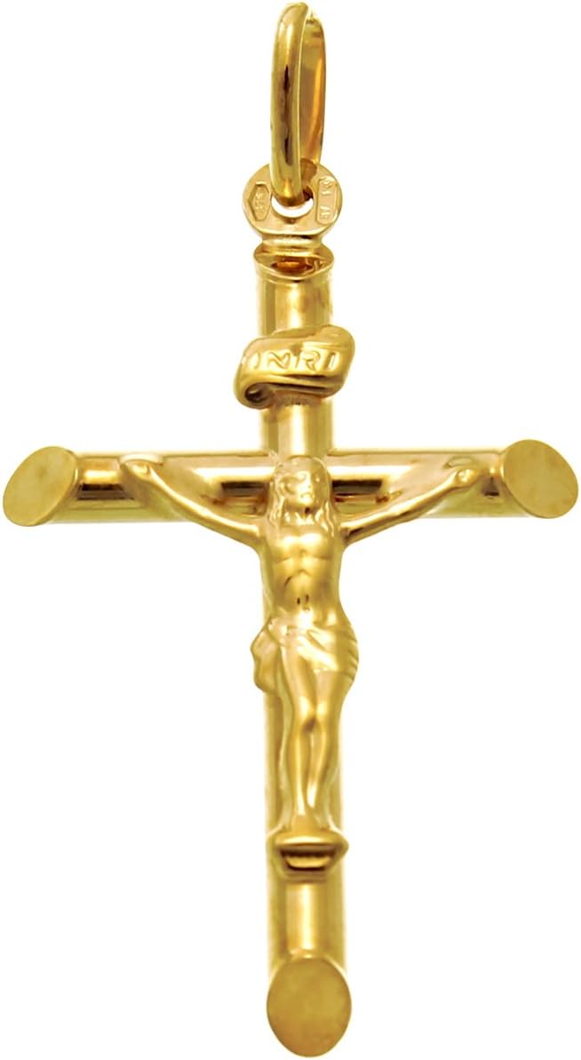 Alexander Castle Solid 9ct Gold Crucifix Necklace Pendant for Women - Cross Charm with Jewellery Gift Box - PENDANT ONLY - 32mm x 22mm