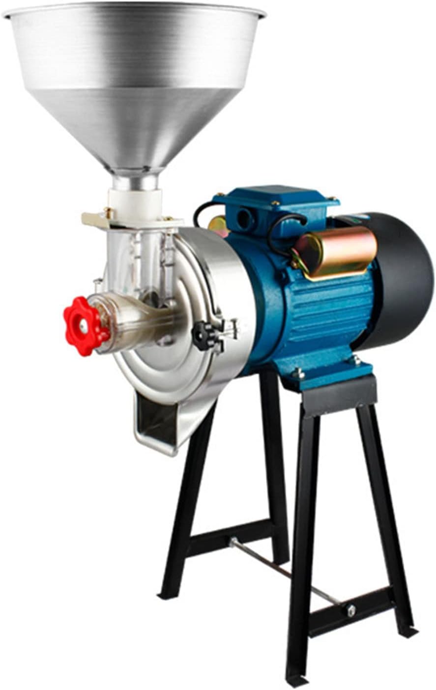 ZJWD Heavy Duty Electric Grain Mill Grinder, Wet & Dry Cereals, Corn Mill, with Funnel for Flour, Rice, Feed, Coffee, Pellet in Powder