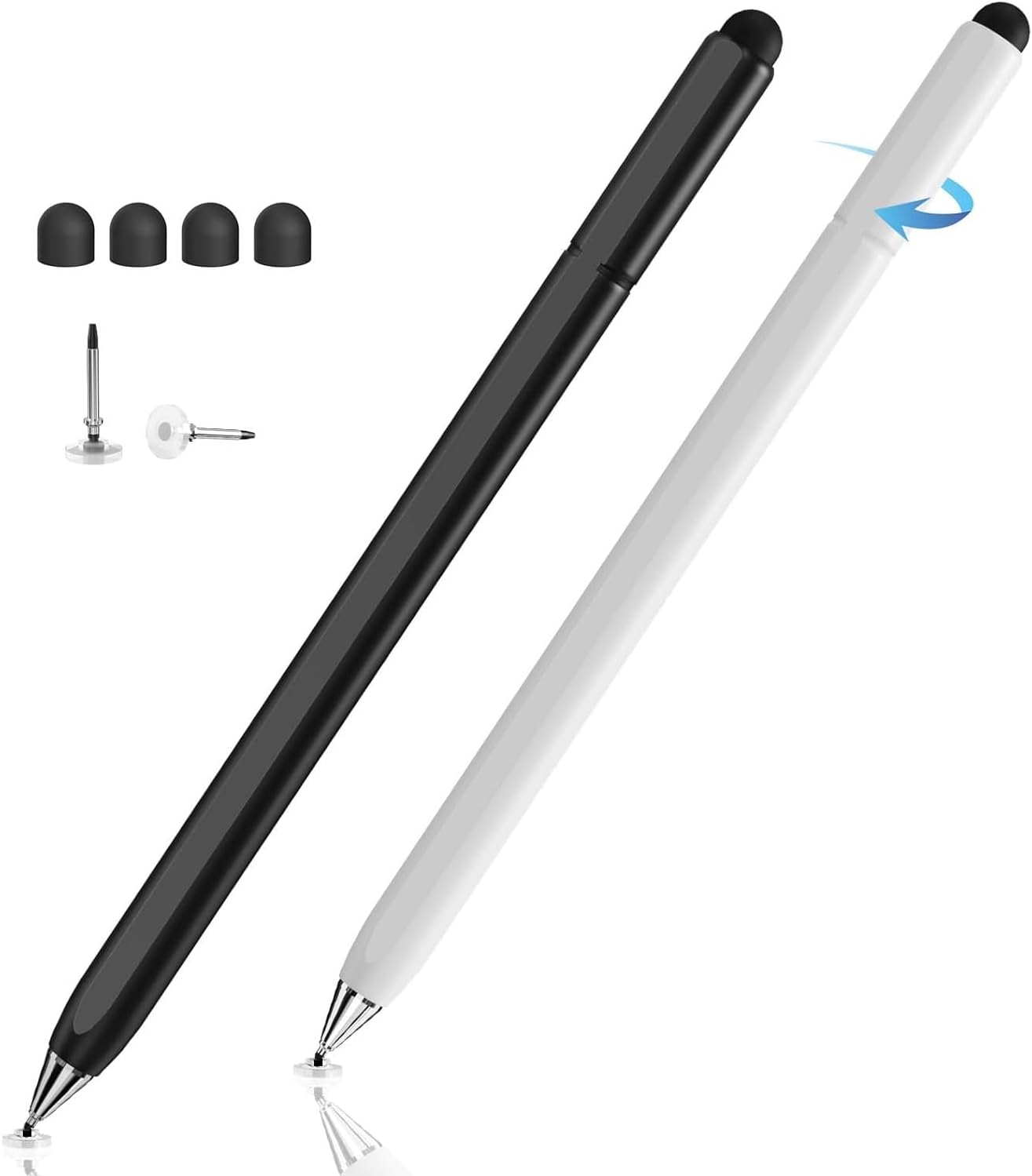 2-in-1 Rotating Stylus Pens for Touch Screens, DIGIROOT Magnetic iPad Stylus 2 Pack Universal Tablet Pen for IPad/iPhone/Huawei/Xiaomi and all Capacitive touch screen devices