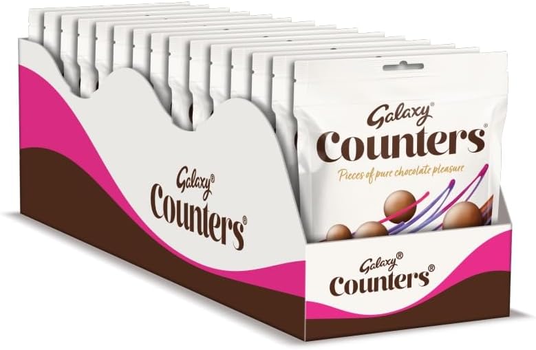 Galaxy Counters Chocolate Pouch Bulk Box, Chocolate Gift, Milk Chocolate, Bulk Chocolate, Movie Night Snacks, 15 x 112g