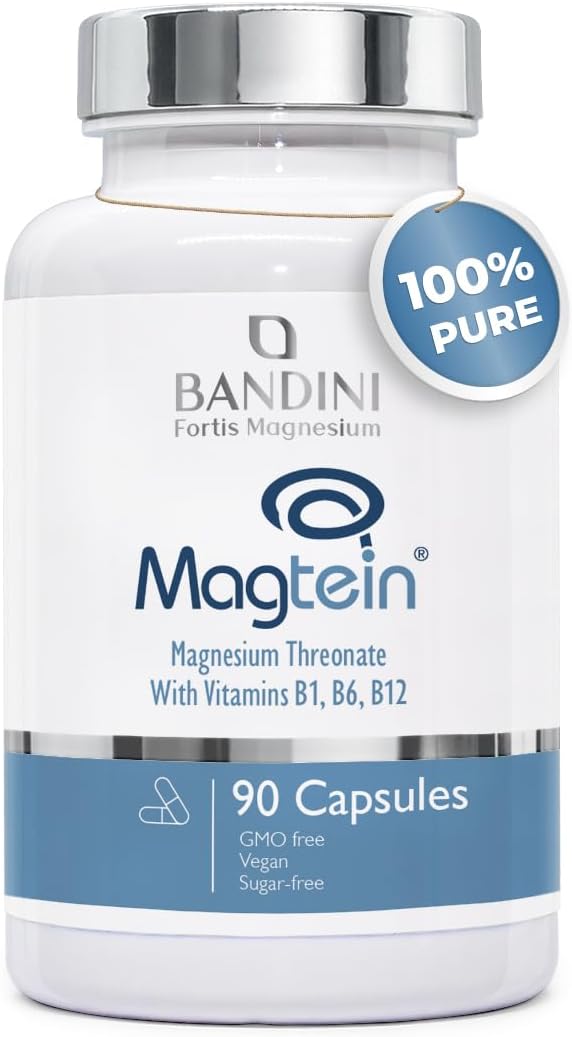 Bandini® Magnesium L-Threonate Magtein® | High Strength Magnesium L Threonate 2000mg per Serving with Vitamins B1, B6, and B12 | 90 Vegan Capsules | High Absorption for Cognitive Function Support