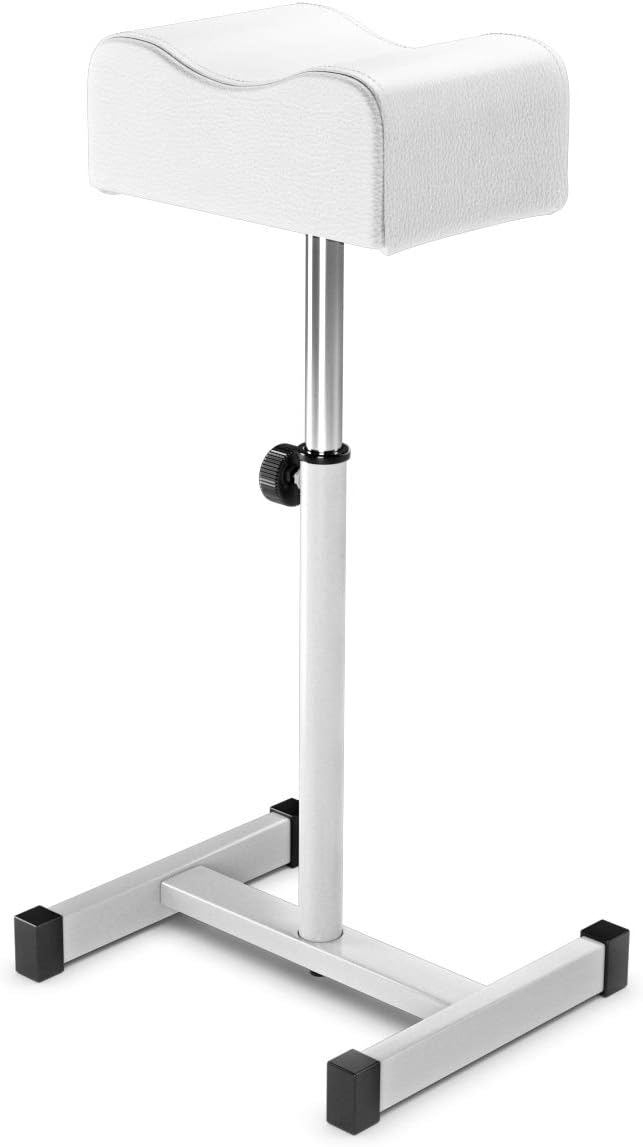 RELAX4LIFE Pedicure Nail Footrest, Adjustable Height Manicure Stool Chair, Technician Nail Equipment for Commercial Beauty Salon Spa Tattoo (White)
