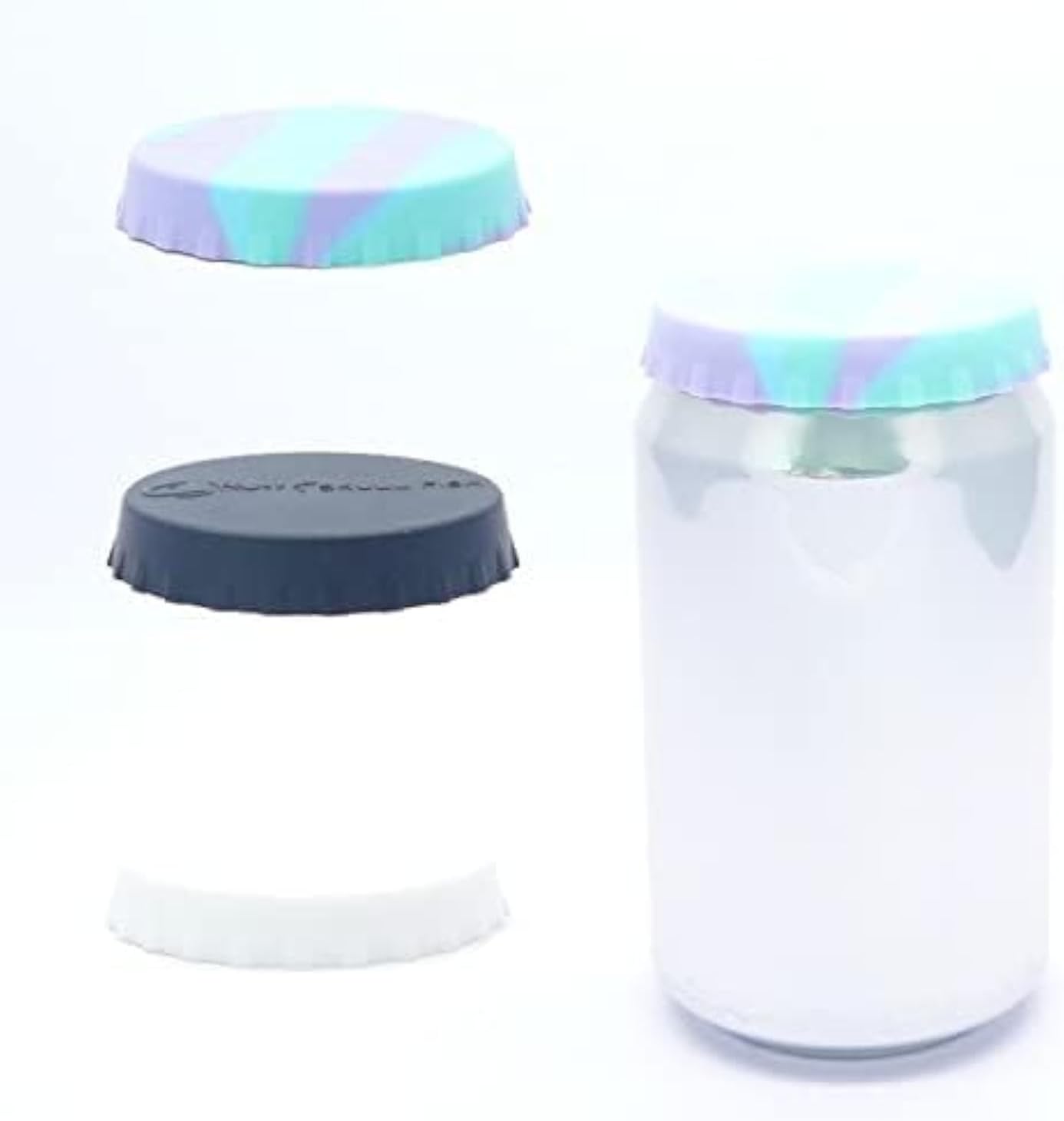 Soda/Beverage/Beer Saver Can Lids, Silicone Can Stopper Covers with No Spill - Fits standard Soda/Beverage/Beer cans (3 Pack, Black/White/Camouflage Green)