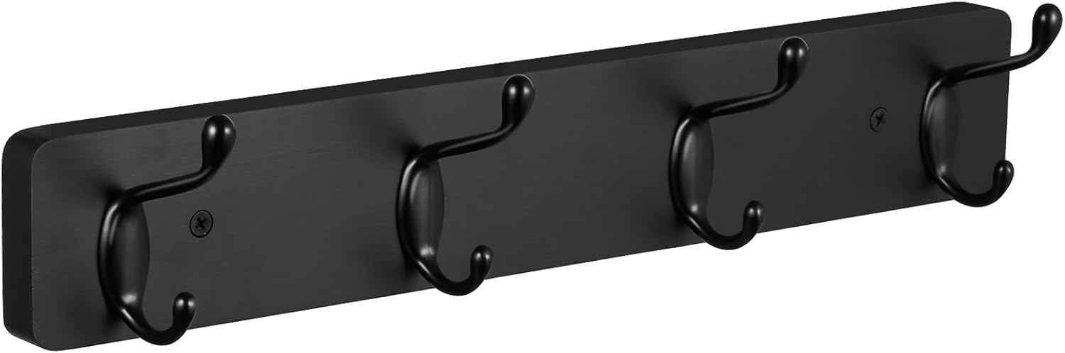 Heavy Duty Coat Hooks Wall Mount - Black Coat Hanger Wall Mounted for Jackets Hats Towels Purse Dog Leashes - Coat Rack for Entryway Closet Mudroom Laundry Room Bathroom