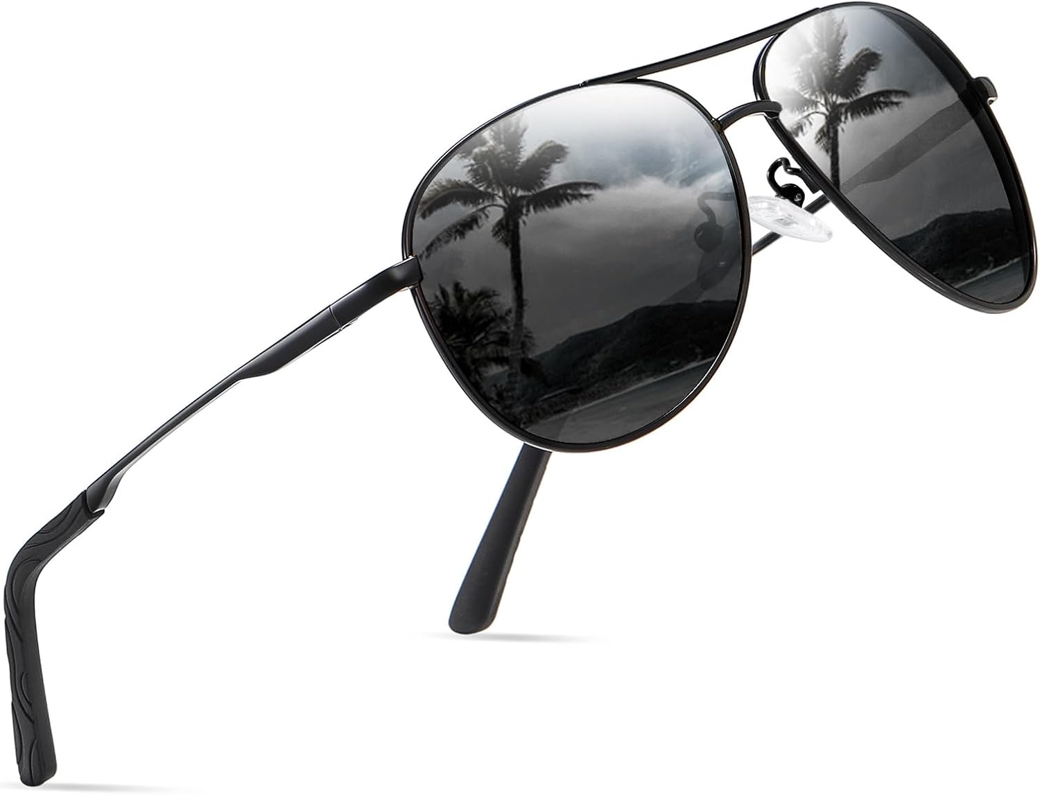 wearPro Polarised Sunglasses - Unisex Pilot Sunglasses UV400 Protection Polarized Sun Glasses Black Classic Vintage Style Ultralight Shades For Driving