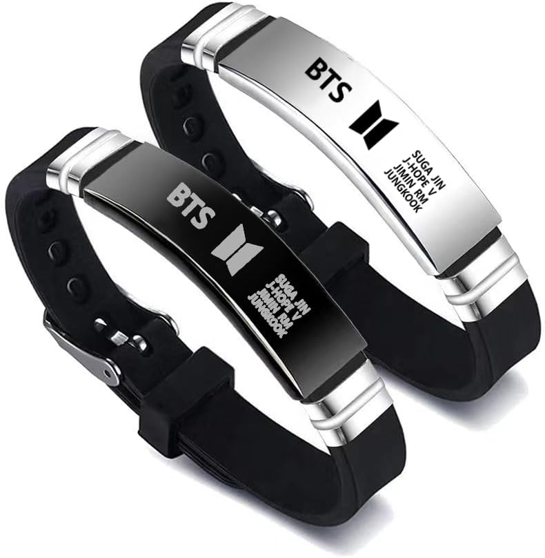 2 Pack BTS Merch Bracelets, BTS Charm Silicone Bracelets Jewelry for gifts
