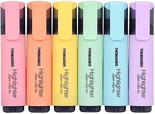 TWOHANDS Highlighter,Chisel Tip Marker Pen,6 Assorted Pastel Colors,20079