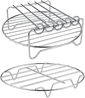 Air Fryer Rack XL Air Fryer Accessories Set Of 2, Double Layer Rack with Skewer, Stackable Metal Holder