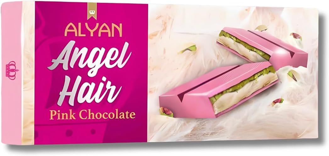 H&Jodie's Alyan Angel Hair Chocolate (160g) Pink Chocolate with Turkish Cotton Candy & Pistachio, Dubai Pink Sweet Perfect for any occassions