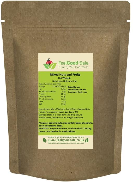 1kg Mixed Nuts and Fruits (Walnuts, Brazils, Cashews, Raisins, Cranberries)