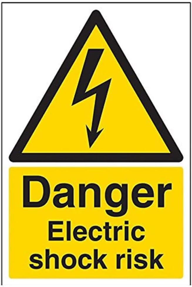 V Safety Danger, Electric Shock Risk Warning Sign - 200mm x 300mm - Self Adhesive Vinyl