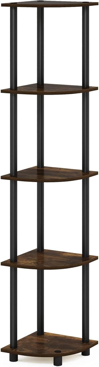 DEILALY Corner Shelf, 5-Tier Small Shelves 40cm, Narrow Shelf Tablette for Bedroom, Shelving Unit for Livingroom, Outdoor Display Cabinet, Bathroom Shelf, Rustic Brown