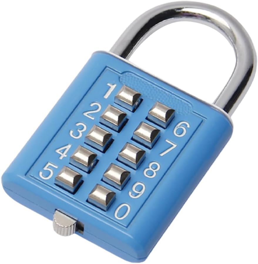 MroMax 1Pcs 10-Digit Combination Padlock Push Button Lock for Locker Gym, Case, Drawer, Toolbox Blue