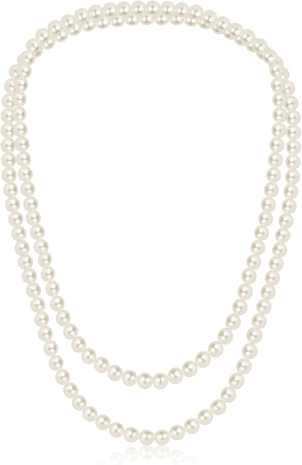 59" Long Pearl Necklace, Faux Long Pearl Necklaces for Women, Vintage Elegant Long Pearls, Pearl Necklace Long for Wedding Party 1920s Gatsby Costume Jewelry