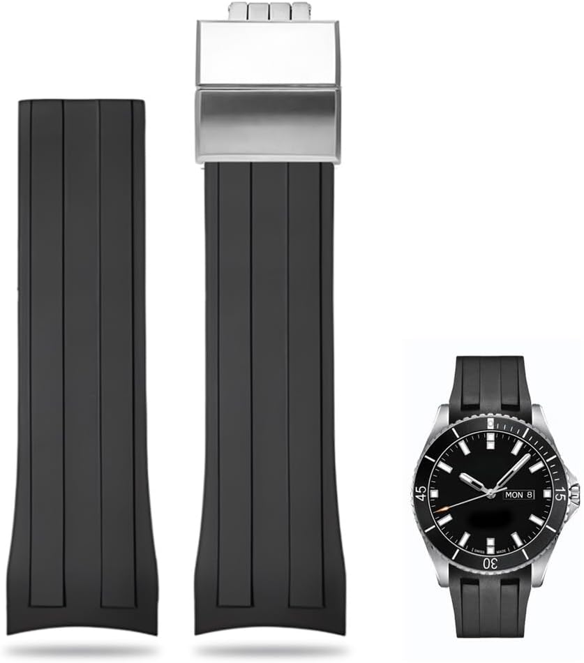 22mm Curved Lug End Watch Strap For Mido Ocean Star M026.430A series Replacement Sport Watch Band with deployment buckle