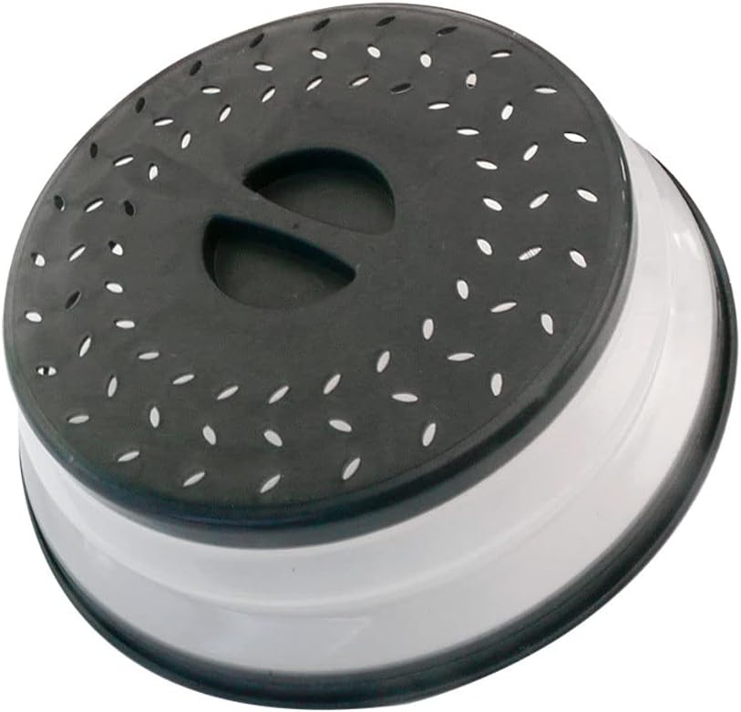 Collapsible Microwave Splatter Cover, 10.5 Inch, Dishwasher-safe, Microwave Plate Cover With Steam Vent，BPA-Free Silicone & Plastic(black)